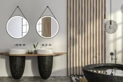 Spiegel Barber Rond Met Verlichting Touch Sensor En Spiegelverwarming Zwart O75Cm|Brico