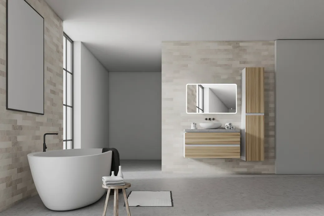 Spiegel Renzo Rechthoek Met Ledverlichting Touch Sensor En Spiegelverwarming 70X120Cm|Brico