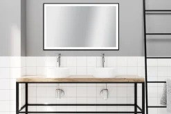 Spiegel Swann Rechthoek Met Ledverlichting Touch En Spiegelverwarming Zwart 75X120Cm|Brico Best