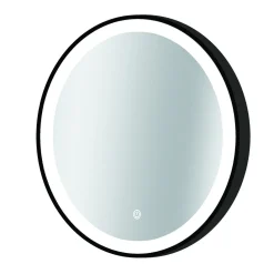 Spiegel Swann Rond Met Ledverlichting Touch Schakelaar En Spiegelverwarming Zwart O90Cm|Brico Hot