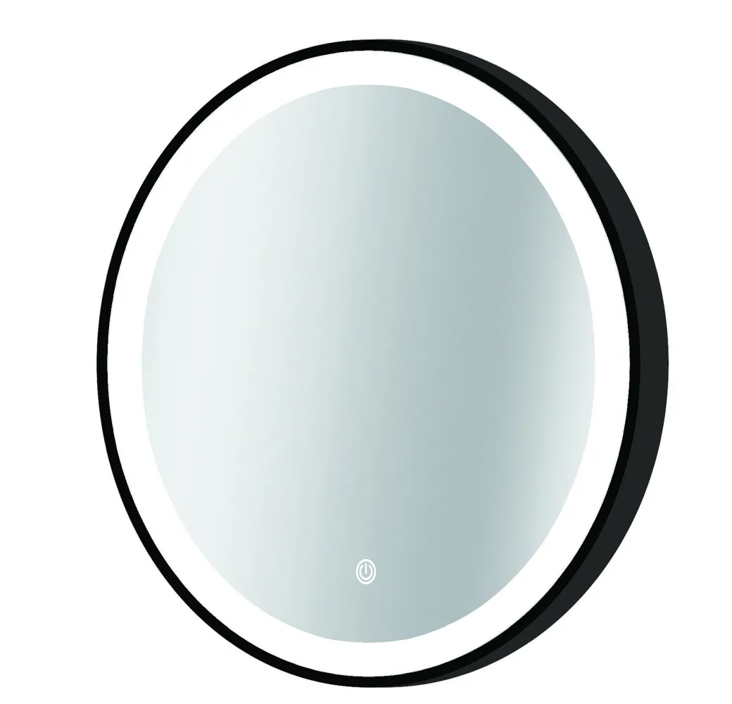 Spiegel Swann Rond Met Ledverlichting Touch Schakelaar En Spiegelverwarming Zwart O90Cm|Brico Hot