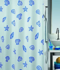 Spirella Douchegordijn Concha Blauw 180Cm|Brico Discount