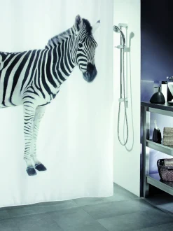 Spirella Douchegordijn Zebra Zwart 180Cm|Brico Best