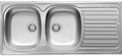Spoelbak Auror 2 Bakken 116X50Cm Met Afdruiprek Rvs|Brico Discount