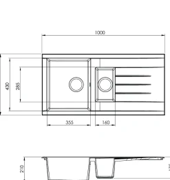 Spoelbak Cube 1,5 Bak 100X50X21Cm Composiet Betongrijs|Brico