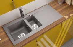 Spoelbak Einna 1,5 Bak 100X50X20Cm Composiet Betongrijs|Brico Discount