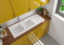 Spoelbak Einna 2 Bakken 116X50X20Cm Composiet Wit|Brico Outlet