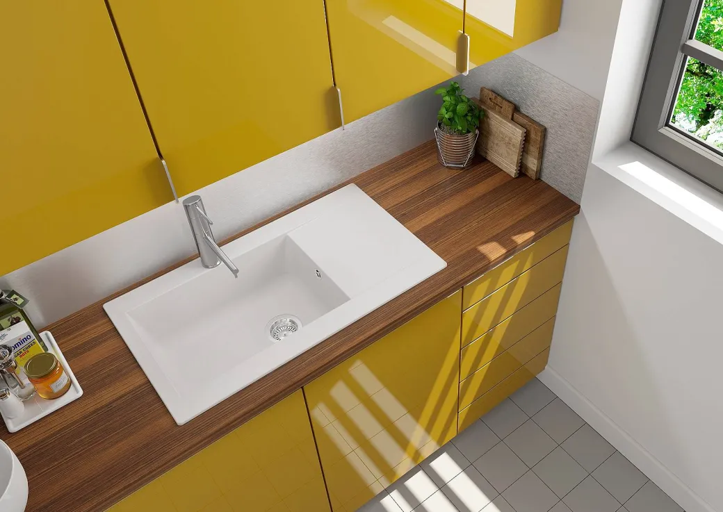 Spoelbak Einna 1 Xl Bak 86X50X20Cm Composiet Wit|Brico Clearance