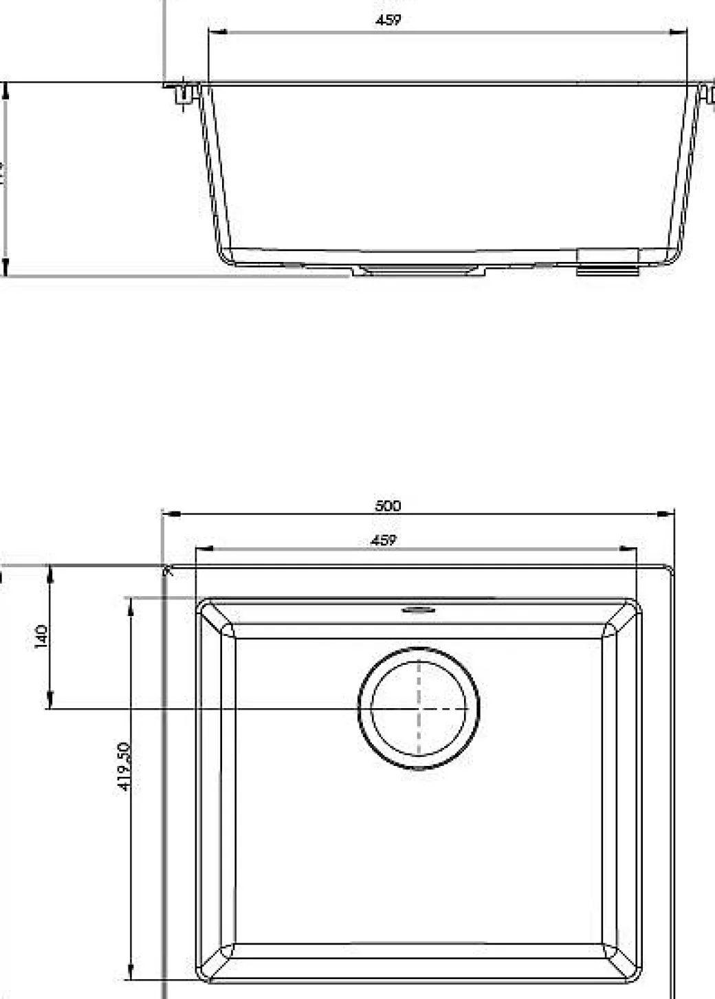 Spoelbak Evo 1Xl Bak 50X44X19Cm Composiet Wit|Brico