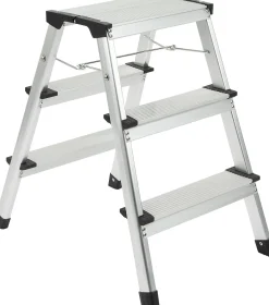 Steppy Huishoudtrap Aluminium Dubbel 3 Treden Platform 31X20 Cm|Brico New