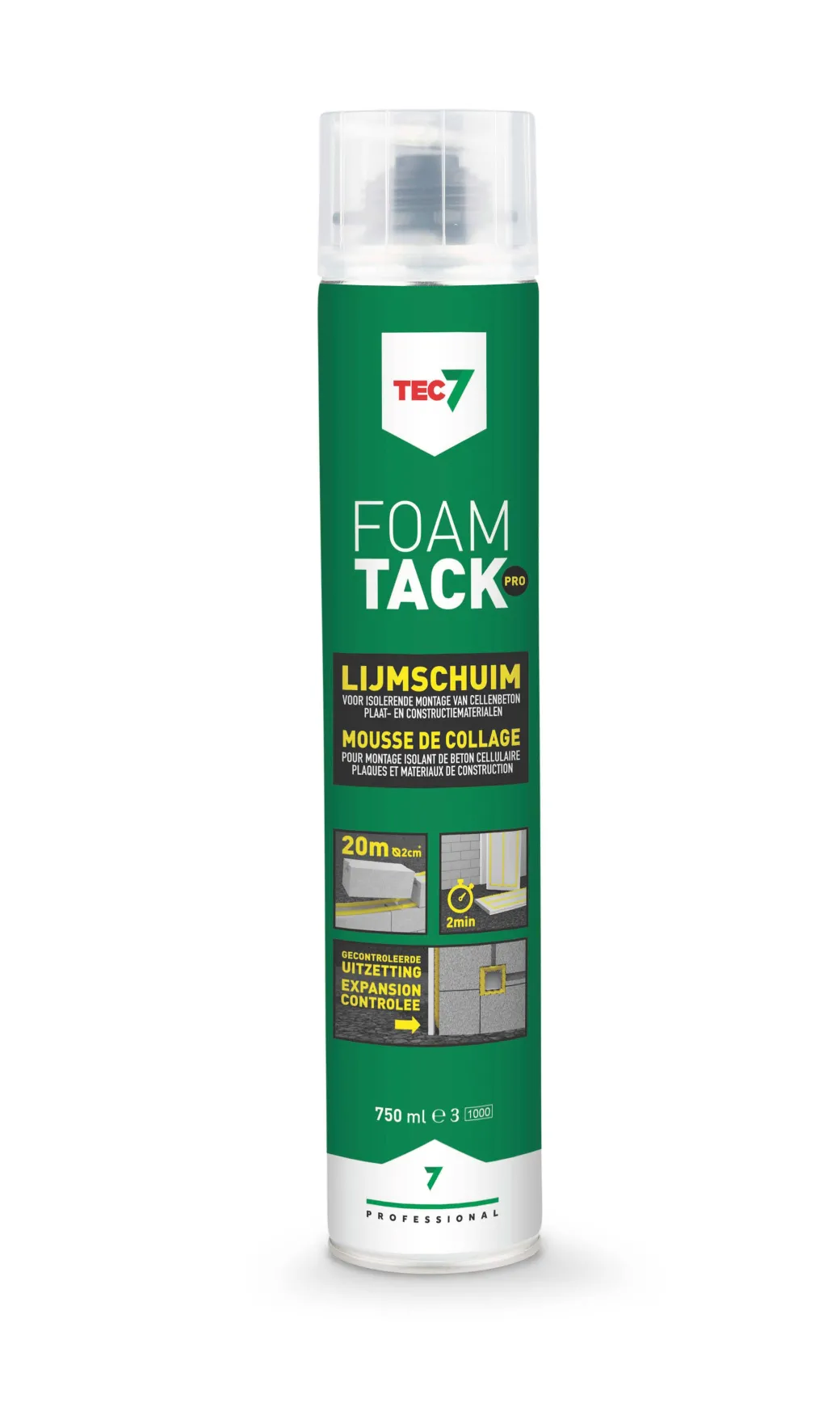 Tec7 Foamtack Pro - Pu Lijmschuim - 12 X Aerosol 750Ml|Brico New