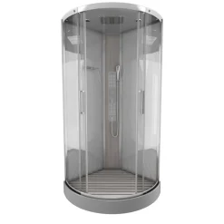 Technische Eigenschappen:85X185X215Cmbenodigde Hoogte Voor Installatie 230Cmmetaalgrijs Gelakte Aluminium Structuuromkeerbare Schuifdeur In 6 Mm Van Gehard Glasachterwand Van Grijs Gehard Glas Van 5 Mmcomposiet Houten Kolom Met Roestvrijstalen Plaatvoorwanden En Zijkanten Met Gematteerde Bandenversterkt Grijs Acryl Dak En Douchebakmagnetische Sluitingsiliconenvrije Montagetoebehoren: Rvs Regendouchekopanti-Kalksteen Multi-Jet Roestvrijstalen Hydromassagepaneelanti-Kalksteen Handdouchepvc-Slang Met Metallic Effectglazen Plankenverchroomd Roestvrijstalen Handvatmechanische Mengkraan90 Mm Afvoer Met Hoog Debietcomposiet Houten Roostergeleverd Met Aansluitslangen|Brico Online