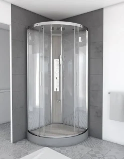 Technische Eigenschappen:85X185X215Cmbenodigde Hoogte Voor Installatie 230Cmmetaalgrijs Gelakte Aluminium Structuuromkeerbare Schuifdeur In 6 Mm Van Gehard Glasachterwand Van Grijs Gehard Glas Van 5 Mmcomposiet Houten Kolom Met Roestvrijstalen Plaatvoorwanden En Zijkanten Met Gematteerde Bandenversterkt Grijs Acryl Dak En Douchebakmagnetische Sluitingsiliconenvrije Montagetoebehoren: Rvs Regendouchekopanti-Kalksteen Multi-Jet Roestvrijstalen Hydromassagepaneelanti-Kalksteen Handdouchepvc-Slang Met Metallic Effectglazen Plankenverchroomd Roestvrijstalen Handvatmechanische Mengkraan90 Mm Afvoer Met Hoog Debietcomposiet Houten Roostergeleverd Met Aansluitslangen|Brico Online