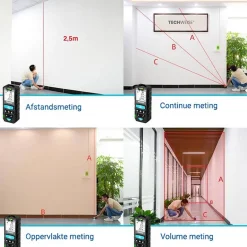 Techweise Laser Afstandsmeter 50M - Met Alle Meetopties|Brico Best