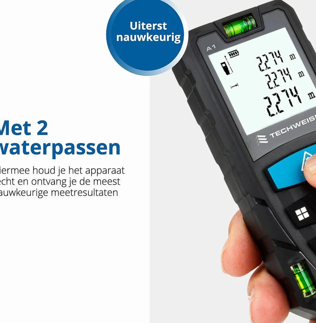 Techweise Laser Afstandsmeter 70M - Met Alle Meetopties|Brico Discount