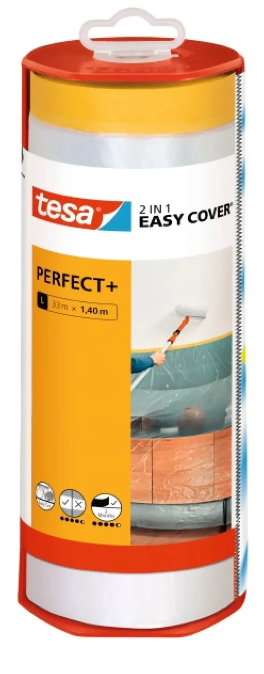 Brico Afdekfolie & Bescherming-Tesa Afplaktape Easy Cover Perfect + Dispenser & Refill 33Mx1,40M