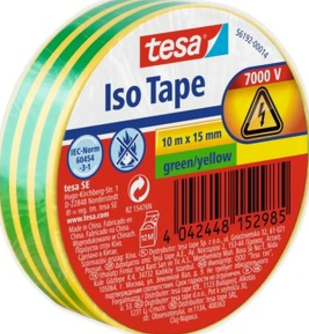 Brico Technische Tape-Tesa Isolatietape Iso Tape Pvc Groen-Geel 10Mx15Mm