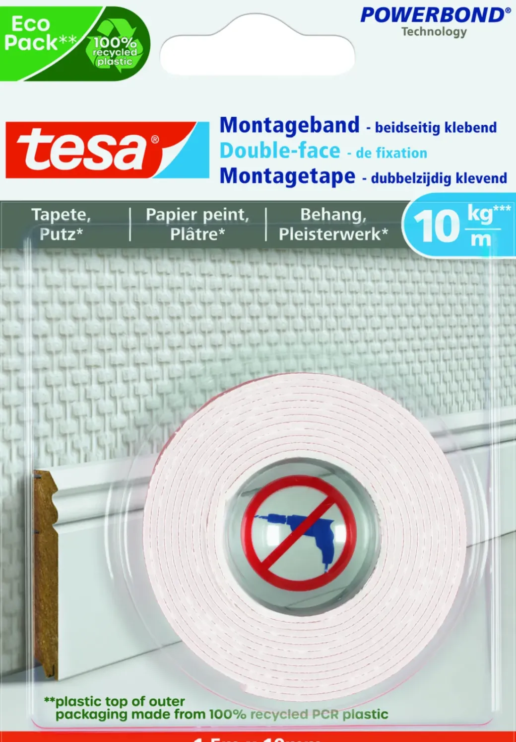 Brico Ophangsystemen-Tesa Montagetape Voor Behang En Pleister - 1 X 10 Kg/M