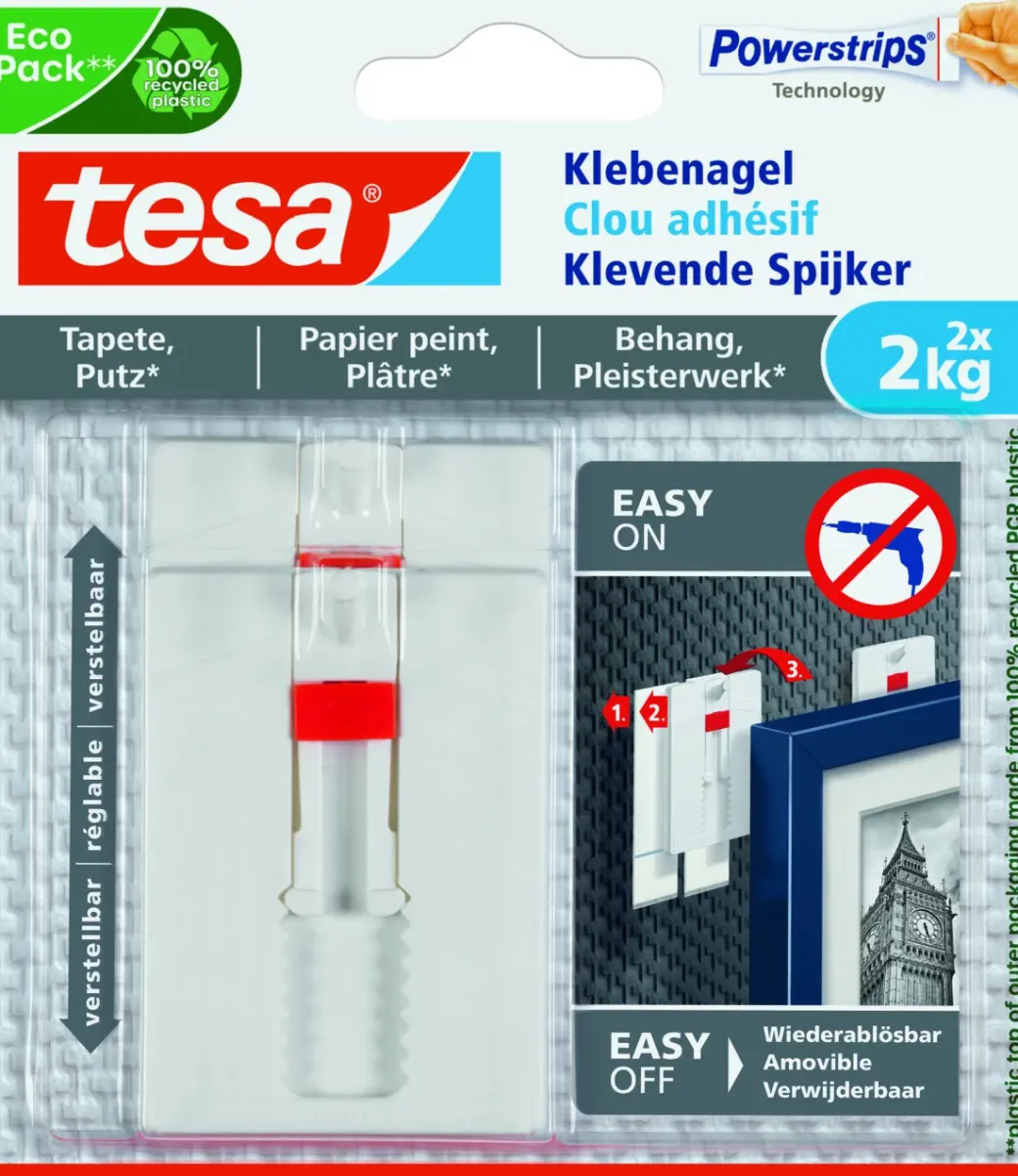 Brico Ophangsystemen-Tesa Verstelbare Klevende Spijker Voor Behang En Pleister - 2 X 2 Kg