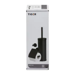Tiger Accessoireset Boston - Toiletborstel Met Houder Vrijstaand - Toiletrolhouder - Haak – Zwart|Brico Online