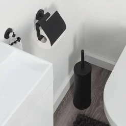 Tiger Accessoireset Boston - Toiletborstel Met Houder Vrijstaand - Toiletrolhouder - Haak – Zwart|Brico Online