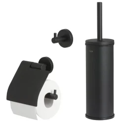 Tiger Accessoireset Boston - Toiletborstel Met Houder Vrijstaand - Toiletrolhouder - Haak – Zwart|Brico Online