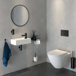 Tiger Caddy Toiletrolhouder Met Planchet Zwart|Brico New