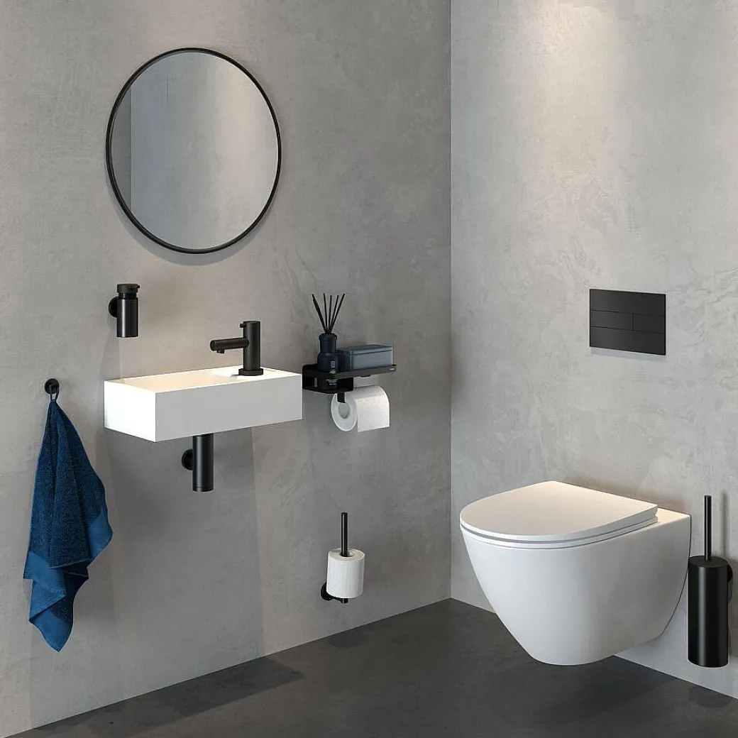 Tiger Caddy Toiletrolhouder Met Planchet Zwart|Brico New