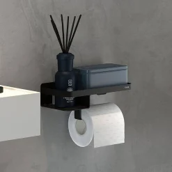 Tiger Caddy Toiletrolhouder Met Planchet Zwart|Brico New