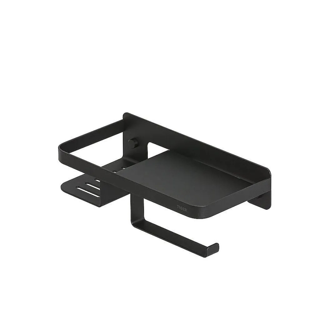 Tiger Caddy Toiletrolhouder Met Planchet Zwart|Brico New