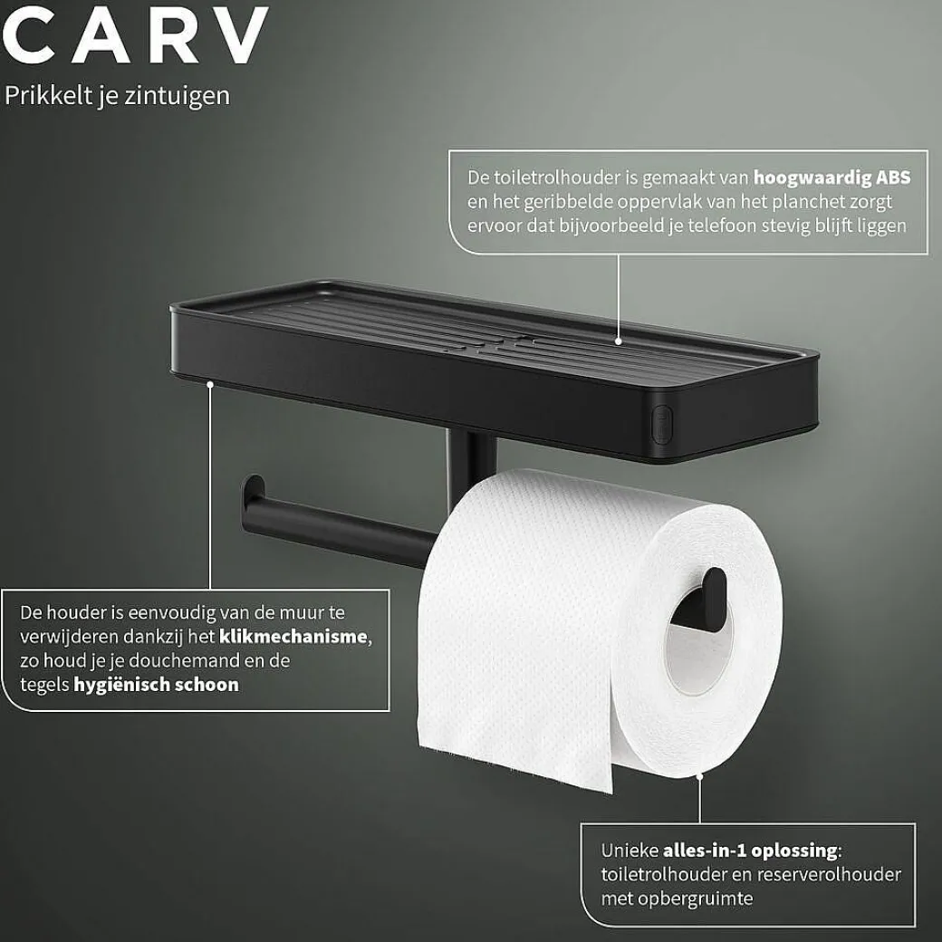 Tiger Carv Toiletrolhouder Met Planchet Zwart|Brico Sale