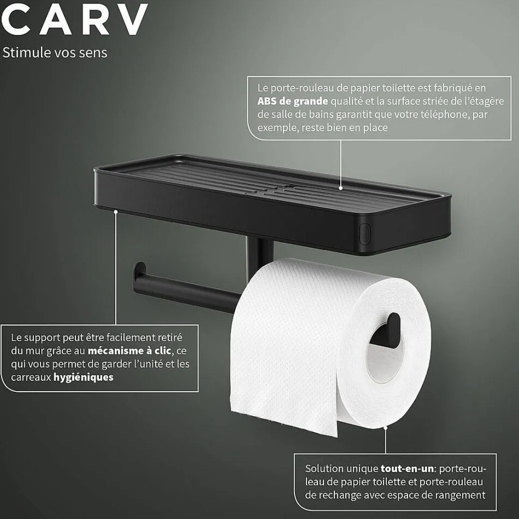 Tiger Carv Toiletrolhouder Met Planchet Zwart|Brico Sale