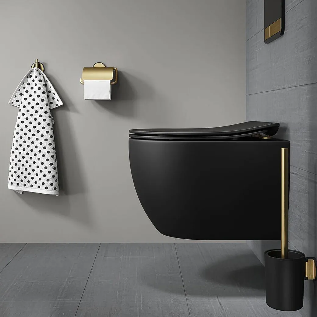 Tiger Toiletrolhouder Tune Met Klep Messing Geborsteld / Zwart|Brico Best