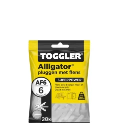 Brico Pluggen-Toggler Alligator Plug + Flens Af6 O6Mm Wanddikte >9,5Mm 20St.