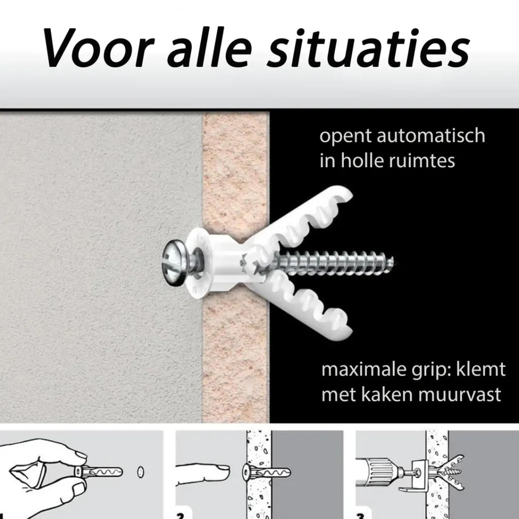 Brico Pluggen-Toggler Alligator Plug + Flens Af6 O6Mm Wanddikte >9,5Mm 20St.