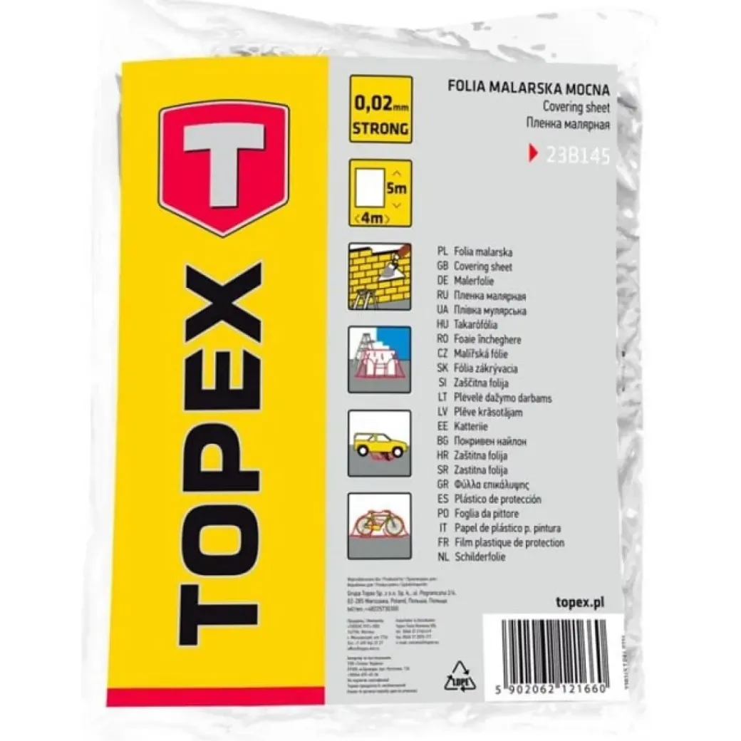 Brico Afdekfolie & Bescherming-Topex Afdekfolie Dikte 0,02Mm (4X5M)