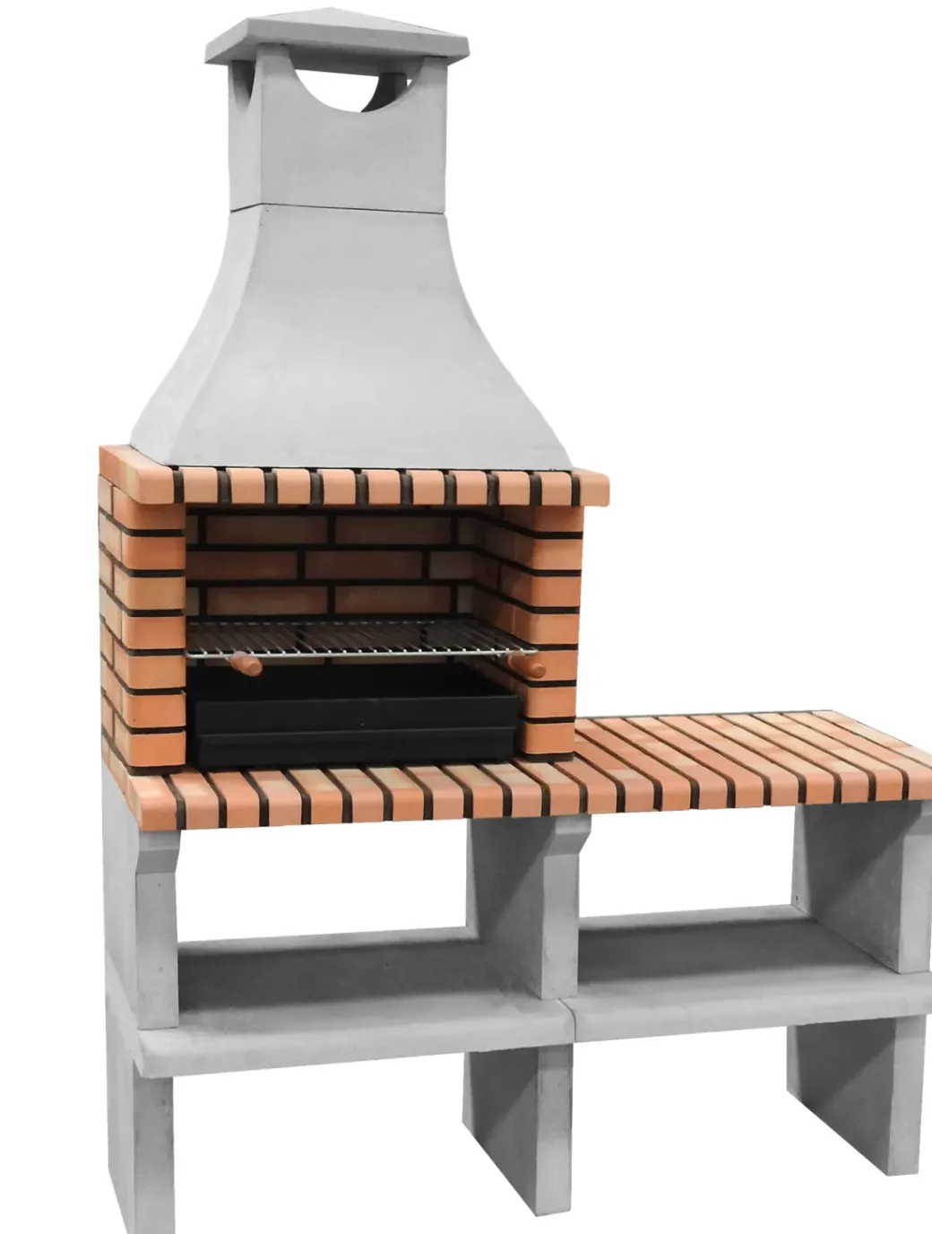 Brico Betonnen Barbecue-Tuozi Stenen Barbecue Napoles Deluxe 144X58X205Cm