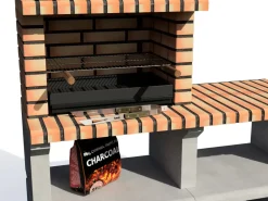 Brico Betonnen Barbecue-Tuozi Stenen Barbecue Napoles Deluxe 144X58X205Cm