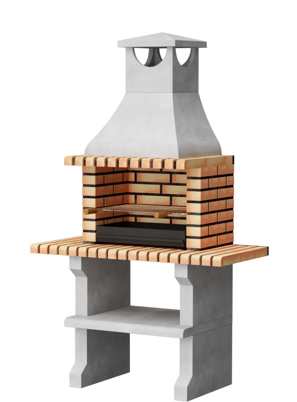 Brico Betonnen Barbecue-Tuozi Stenen Barbecue Napoles Xl 121X58X207Cm