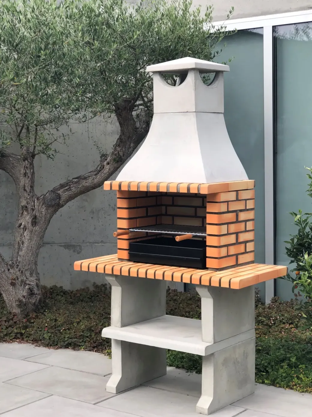 Brico Betonnen Barbecue-Tuozi Stenen Barbecue Napoles Xl 121X58X207Cm