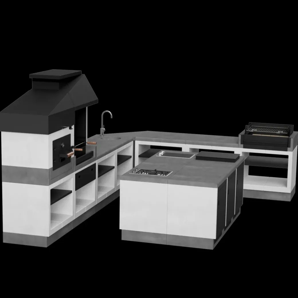 Brico Betonnen Barbecue-Tuozi Stenen Barbecue Otte 84X63X206Cm