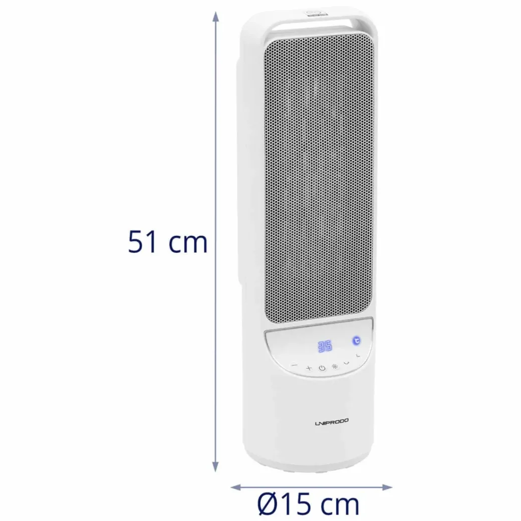 Brico Keramische Kachels & Blaasverwarming<Uniprodo Elektrische Ventilatorkachel - 1200/2000 W - Draaibaar - Wit Uni_Heater_11