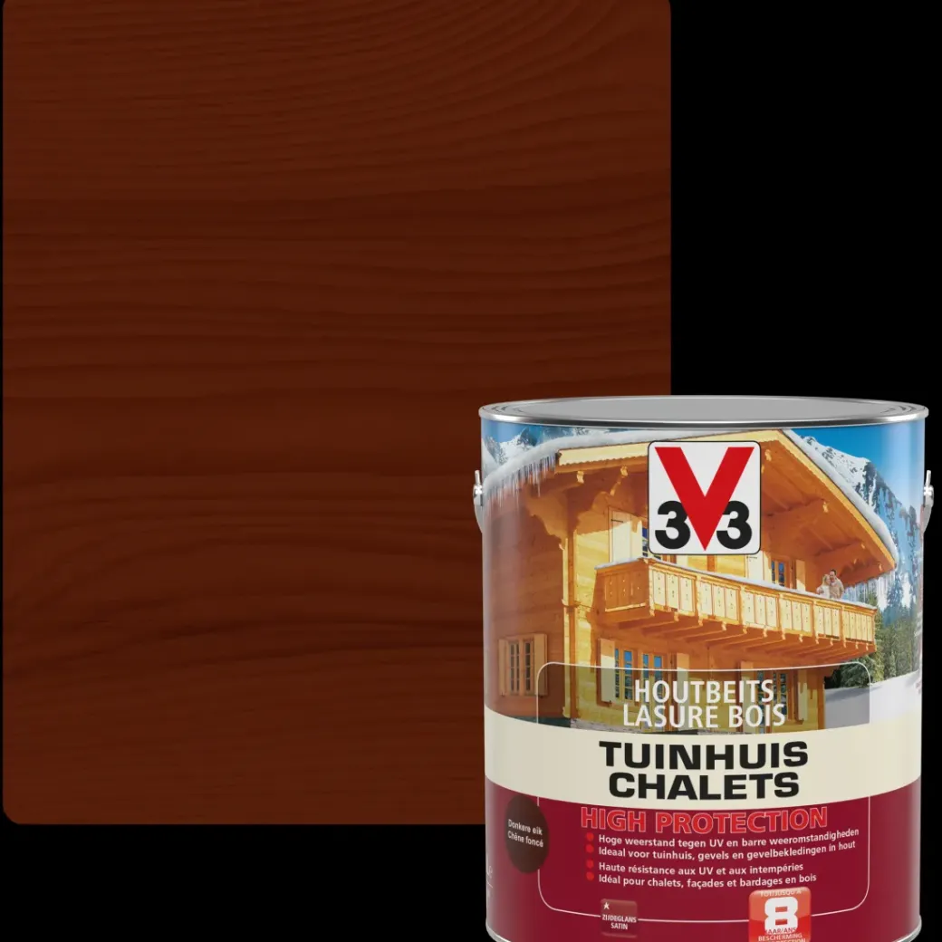 Brico Beits-V33 Houtbeits Tuinhuis High Protection Donkere Eik Zijdeglans 2,5L