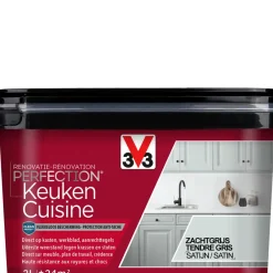 Brico Decoratieve Verf-V33 Keukenverf Renovation Perfection Zacht Grijs Zijdeglans 2L