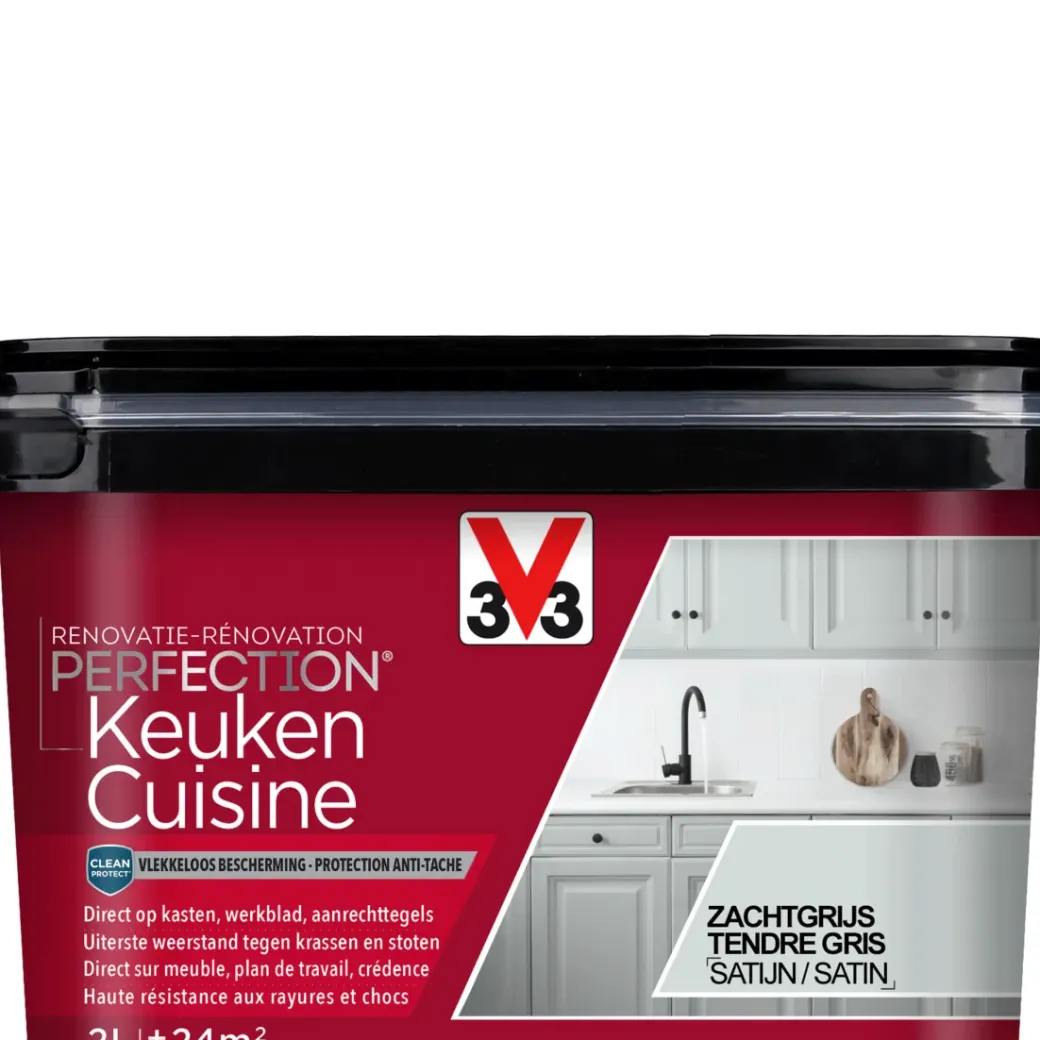 Brico Decoratieve Verf-V33 Keukenverf Renovation Perfection Zacht Grijs Zijdeglans 2L