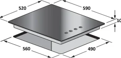 Verbeken Gaskookplaat Glas Zwart 60Cm|Brico Clearance