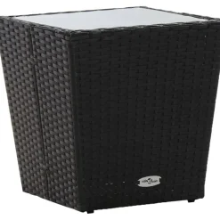 Brico Tuintafels-Vidaxl Theetafel 41,5X41,5X43 Cm Poly Rattan En Gehard Glas Zwart