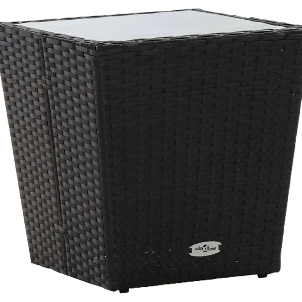 Brico Tuintafels-Vidaxl Theetafel 41,5X41,5X43 Cm Poly Rattan En Gehard Glas Zwart