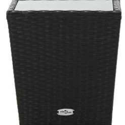 Brico Tuintafels-Vidaxl Theetafel 41,5X41,5X43 Cm Poly Rattan En Gehard Glas Zwart