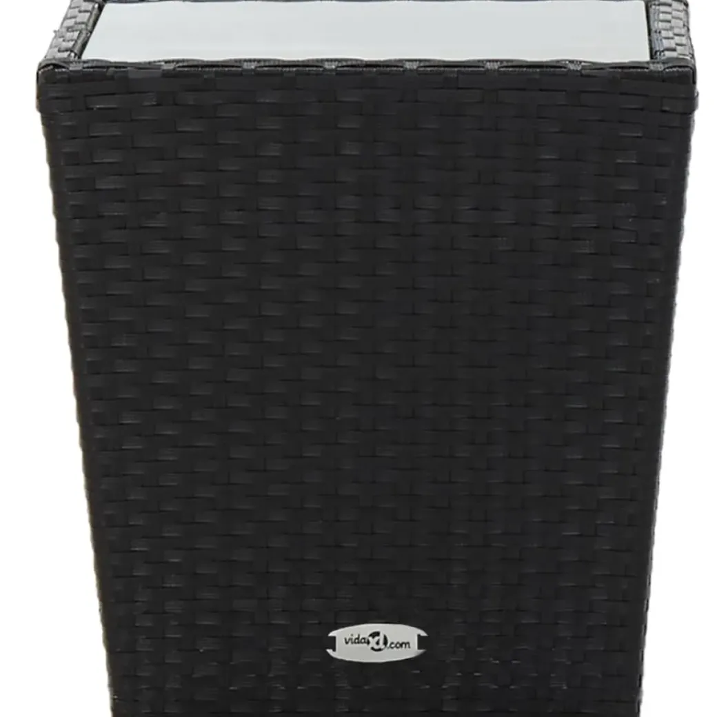 Brico Tuintafels-Vidaxl Theetafel 41,5X41,5X43 Cm Poly Rattan En Gehard Glas Zwart
